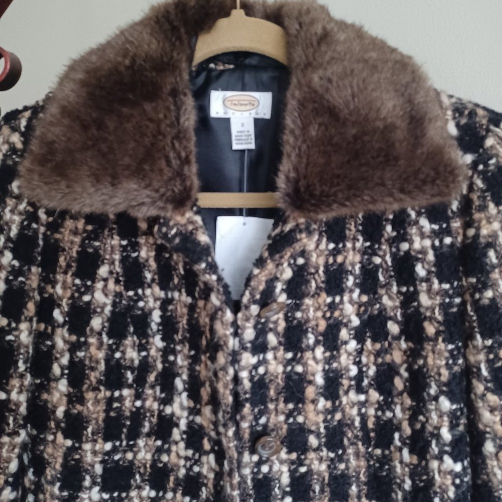 NWT Talbots wool jacket 2P Black/Brown multi